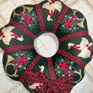 Wreath Handcrafted Christmas Pillow  BEAUTIFUL Floral Check Prints